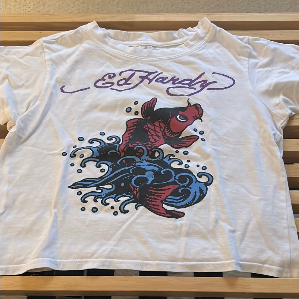 Ed Hardy Red and White Fish Art